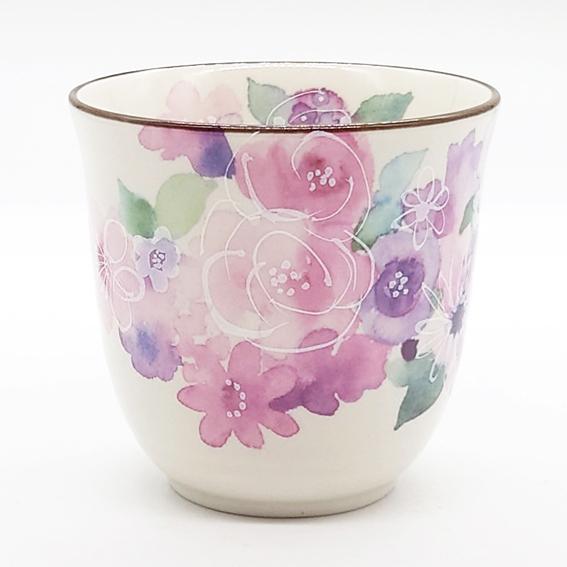 ＆藍 花工房 湯呑 ピンク 茶碗 湯飲み 花柄 陶器 和食器 焼き物 日本製 かわいい おしゃれ : 雑貨と器・プレゼント IRODORI ...
