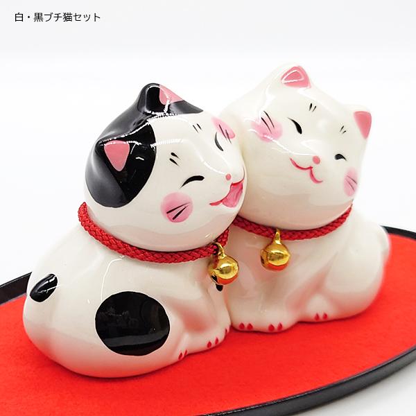 陶器製 白黒猫 置物 対 【公式通販】