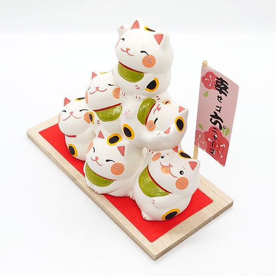 リュウコドウ 幸福団子 招き猫 ねこ ネコ 猫 縁起物 開運 置物 小さい