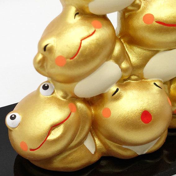 リュウコドウ 金運団子 かえる カエル 縁起物 置物 小さい 卓上
