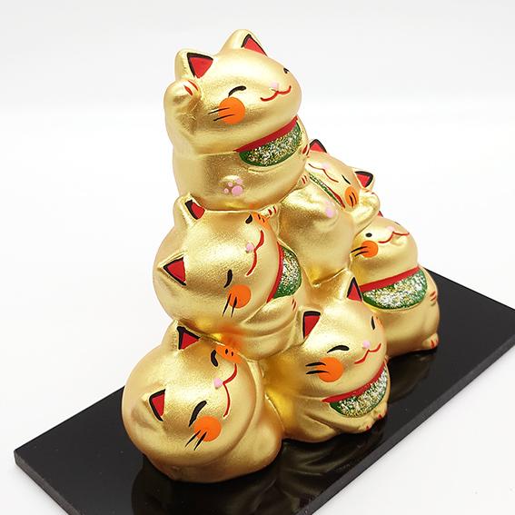 リュウコドウ 金運団子 招き猫 ねこ ネコ 猫 縁起物 置物 小さい 卓上