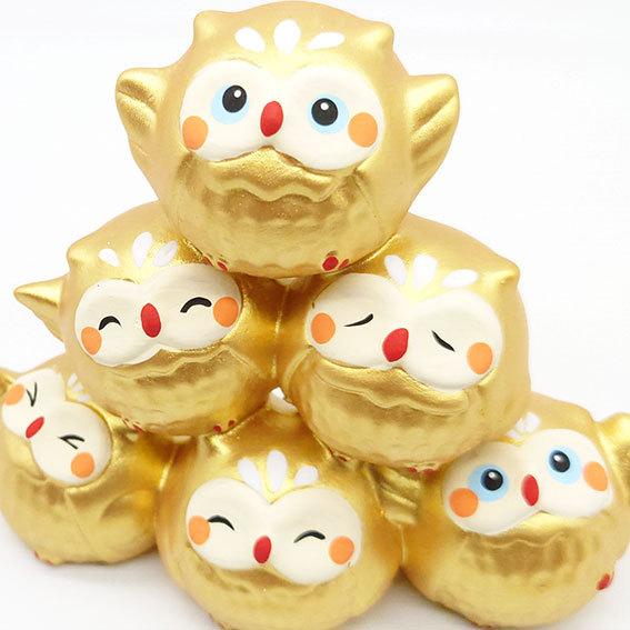 リュウコドウ 金運団子 ふくろう フクロウ 縁起物 置物 小さい 卓上