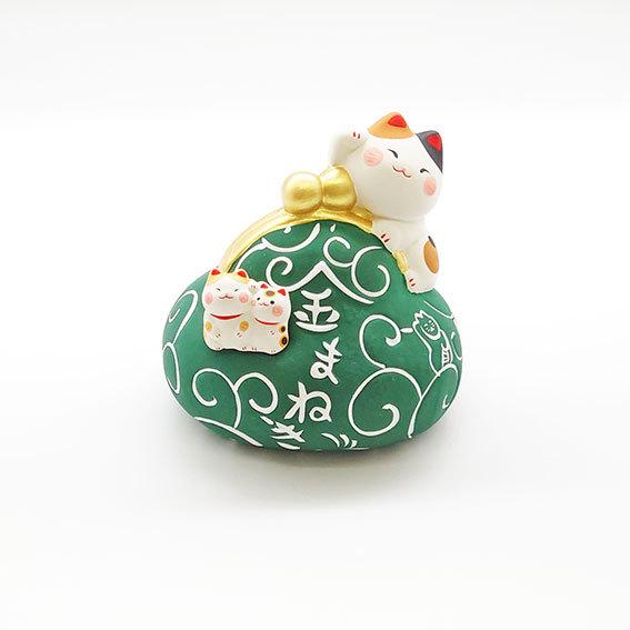 招き猫貯金箱手書き作家もの花柄