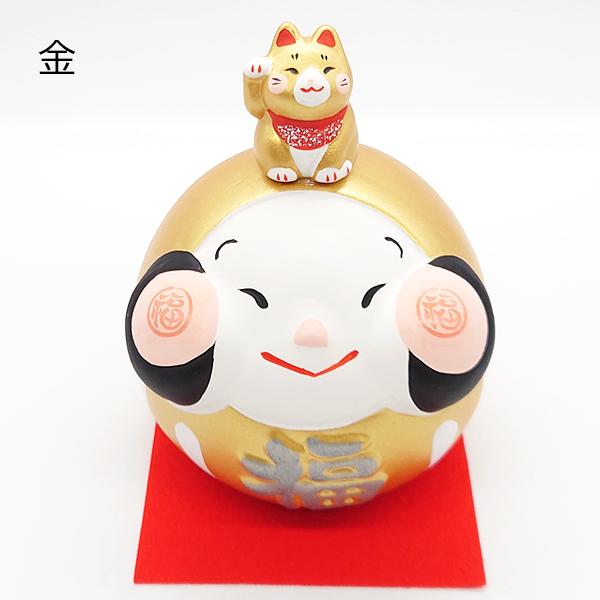わちふぃーるど 手塗り 陶器製 猫だるま貯金箱 金 【公式通販】