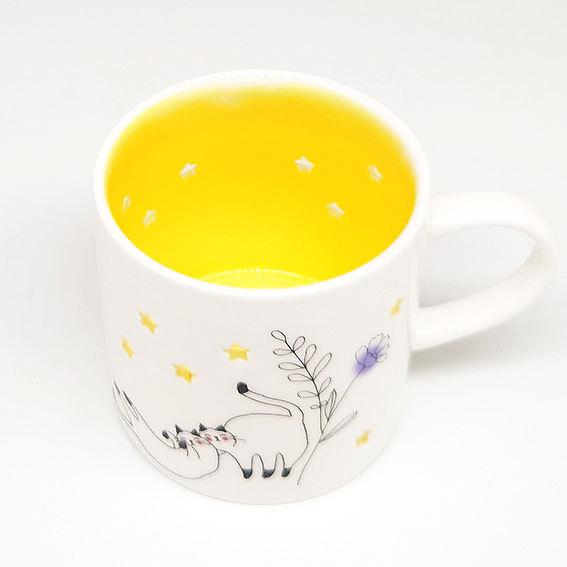 CAT FOUR COFFEE 自動攪拌マグカップ イエロー CAT FOUR COFFEE 自動
