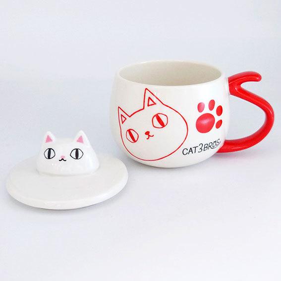 にゃん屋 猫3兄弟 蓋付き バラエティカップ ネコ ねこ 猫 マグカップ