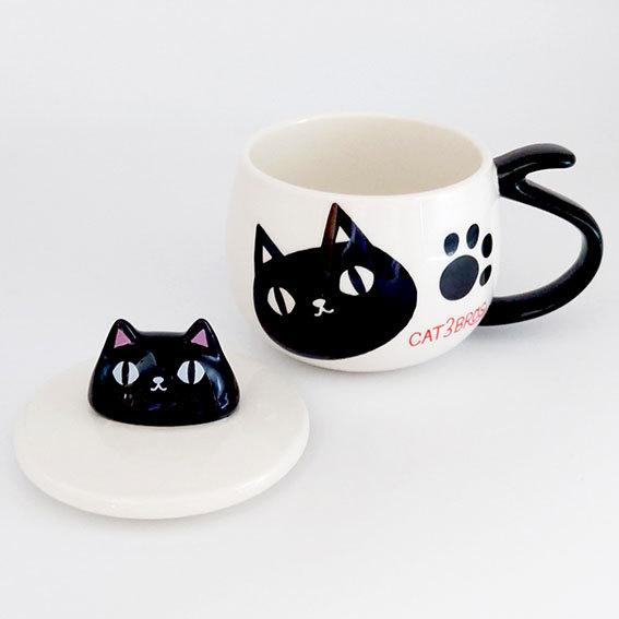 にゃん屋 猫3兄弟 蓋付き バラエティカップ ネコ ねこ 猫 マグカップ