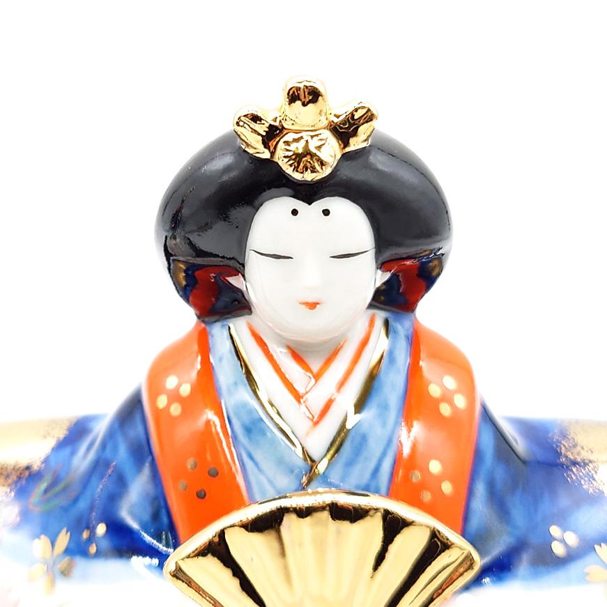 雛人形 コンパクト 陶磁器 薬師窯 染錦内裏雛 親王飾り 卓上