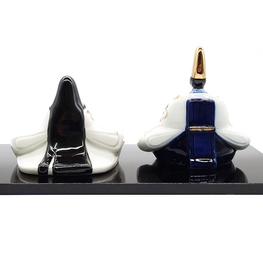 雛人形 コンパクト 陶磁器 薬師窯 染錦座雛 親王飾り 卓上 陶製 日本製