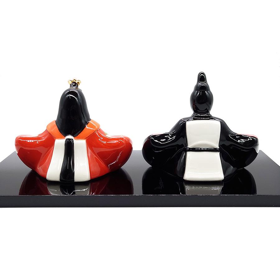 雛人形 コンパクト 陶器 薬師窯 彩絵花衣親王雛 蒔絵調 桜 卓上 親王