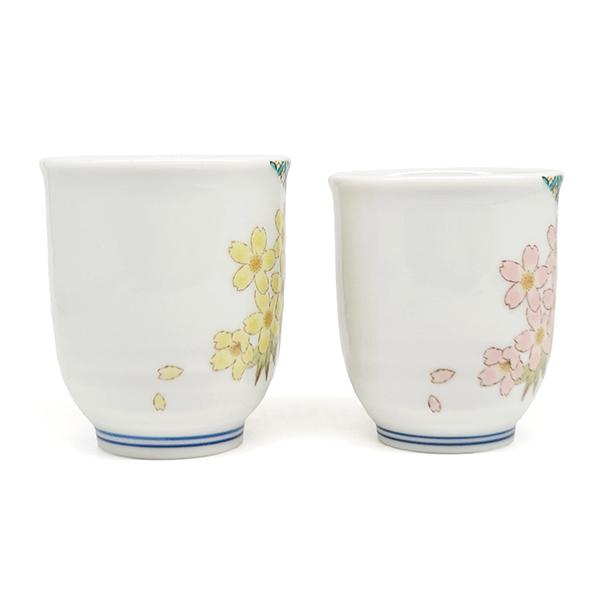 九谷焼 湯呑み ペア 小紋花福雀 夫婦湯呑 夫婦茶碗 茶碗 和食器 焼き物