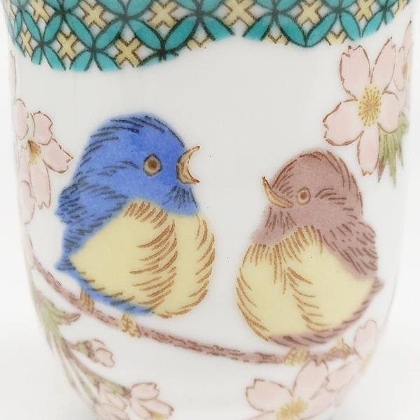 九谷焼 湯呑み ペア 小紋花福雀 夫婦湯呑 夫婦茶碗 茶碗 和食器 焼き物