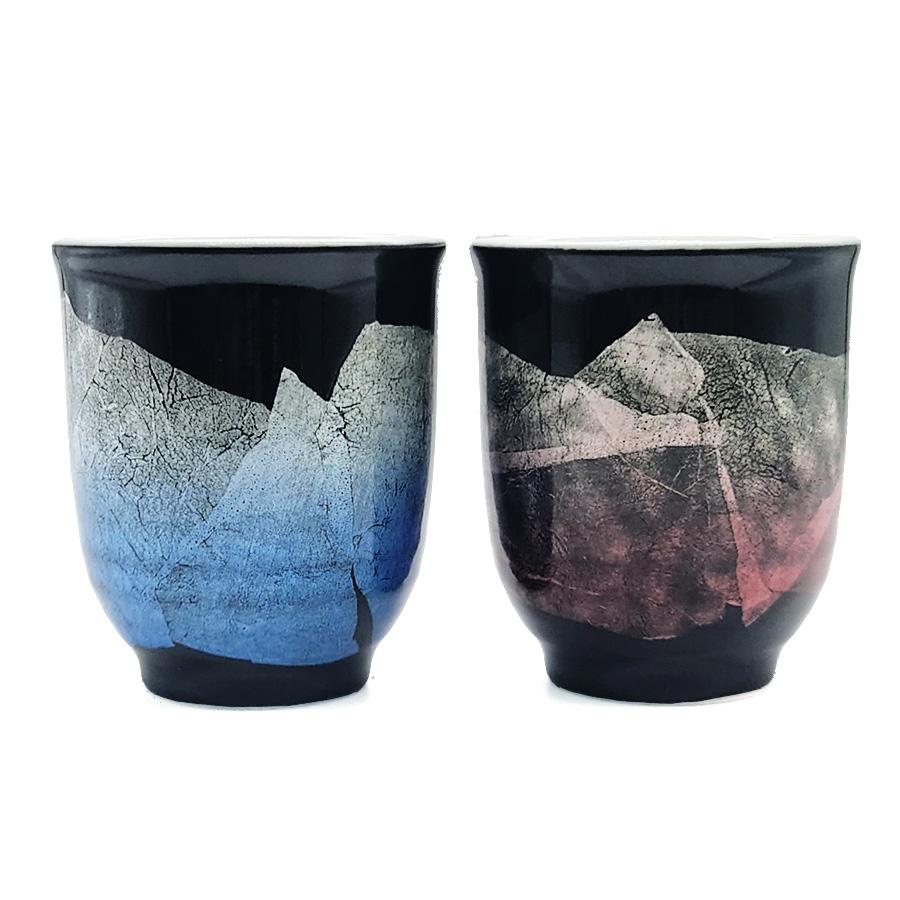 九谷焼 湯呑み ペア 天目銀彩 夫婦湯呑 夫婦茶碗 茶碗 陶器 和食器