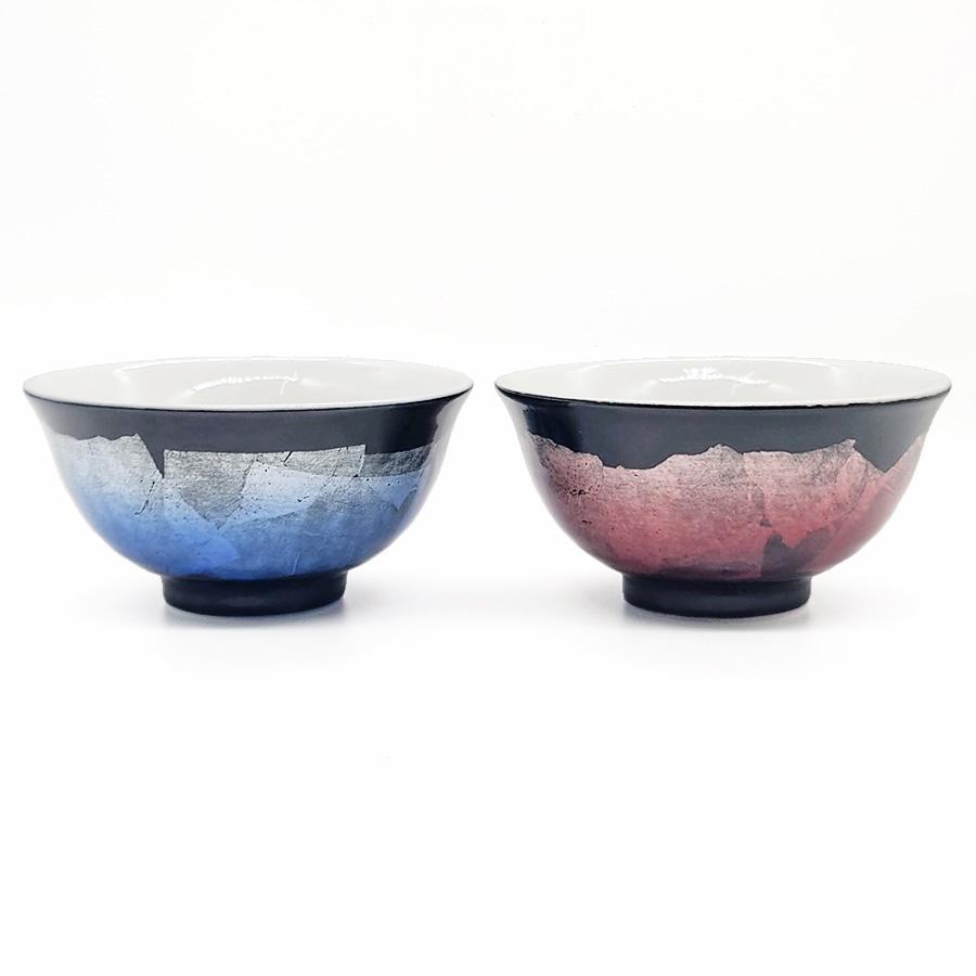 九谷焼 夫婦茶碗 天目銀彩 ペアセット ご飯茶碗 お茶碗 茶碗