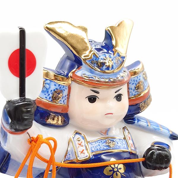 五月人形 コンパクト 陶器 薬師窯 染錦出世大将 卓上 陶製 日本製