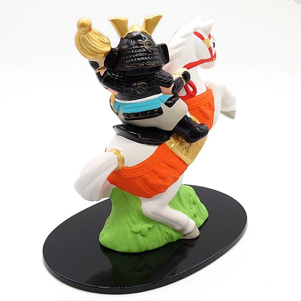 五月人形 コンパクト 陶器 薬師窯 錦彩出陣大将 跳ね馬 卓上 小さい