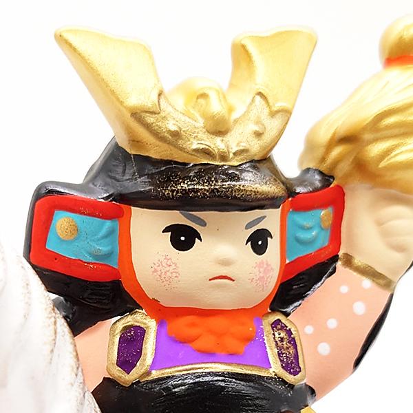 五月人形 コンパクト 陶器 薬師窯 錦彩出陣大将 跳ね馬 卓上 小さい