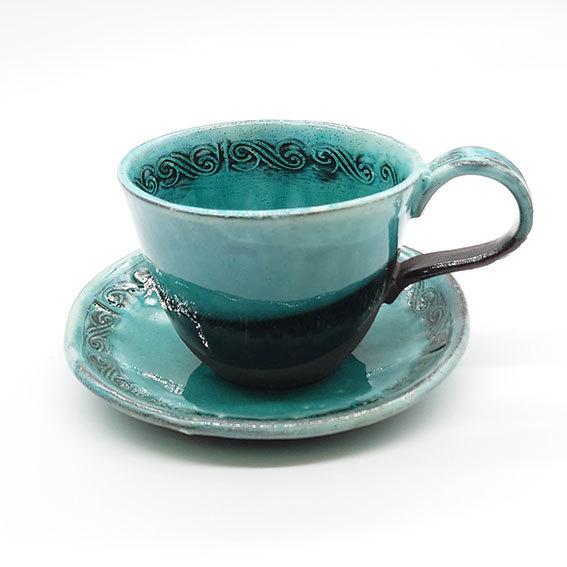美濃焼 コーヒーカップ 陶器 新海ウェーブ カップ＆ソーサー おしゃれ