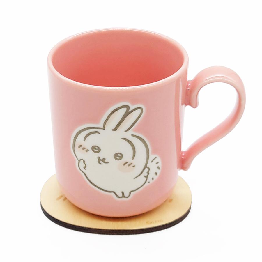 ちいかわ うさぎ マグカップ 木製コースター付 マグ ピンク