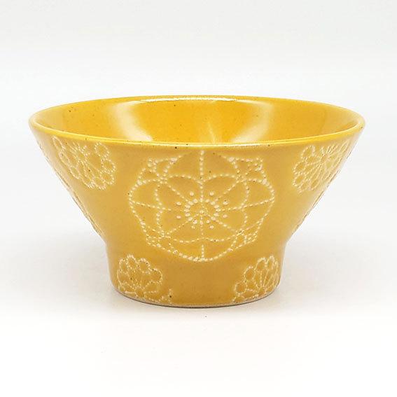 波佐見焼 茶碗 おしゃれ ステッチ 飯碗 イエロー 和食器 陶器 焼き物