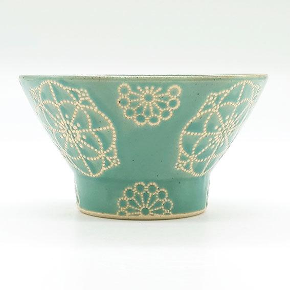 中華民国時代から輸入緑色の花模様の陶器茶碗 中華民国時代から輸入緑色の花模様の陶器茶碗