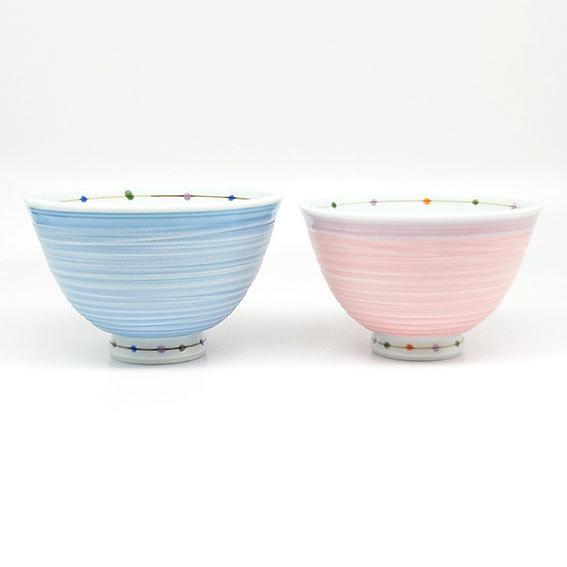 波佐見焼 茶碗 ペア カラードット 軽量 夫婦茶碗 結婚祝い おしゃれ