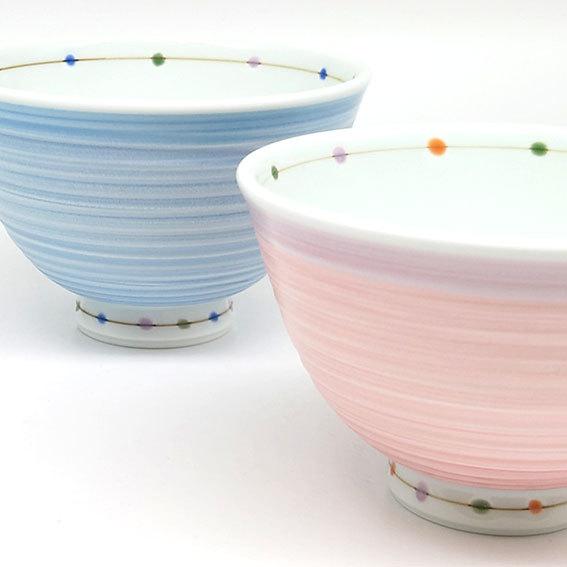 波佐見焼 茶碗 ペア カラードット 軽量 夫婦茶碗 結婚祝い おしゃれ