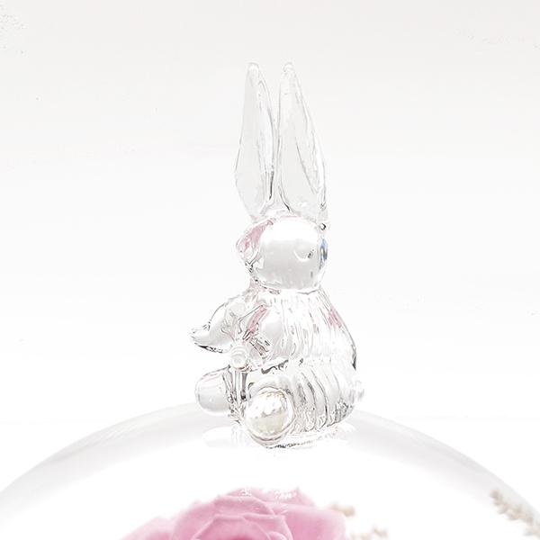 プリザーブドフラワー プレゼント ガラス ドーム ピンク ウサギ うさぎ