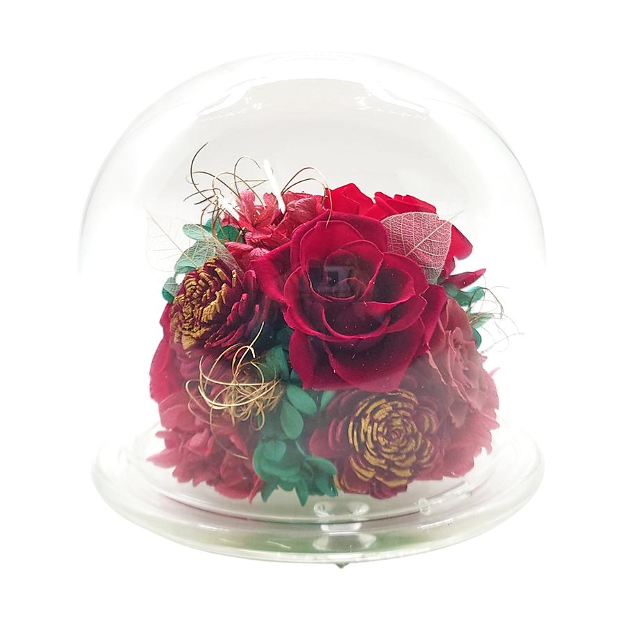 プリザーブドフラワー プレゼント ガラス ドーム レッド 赤 バラ