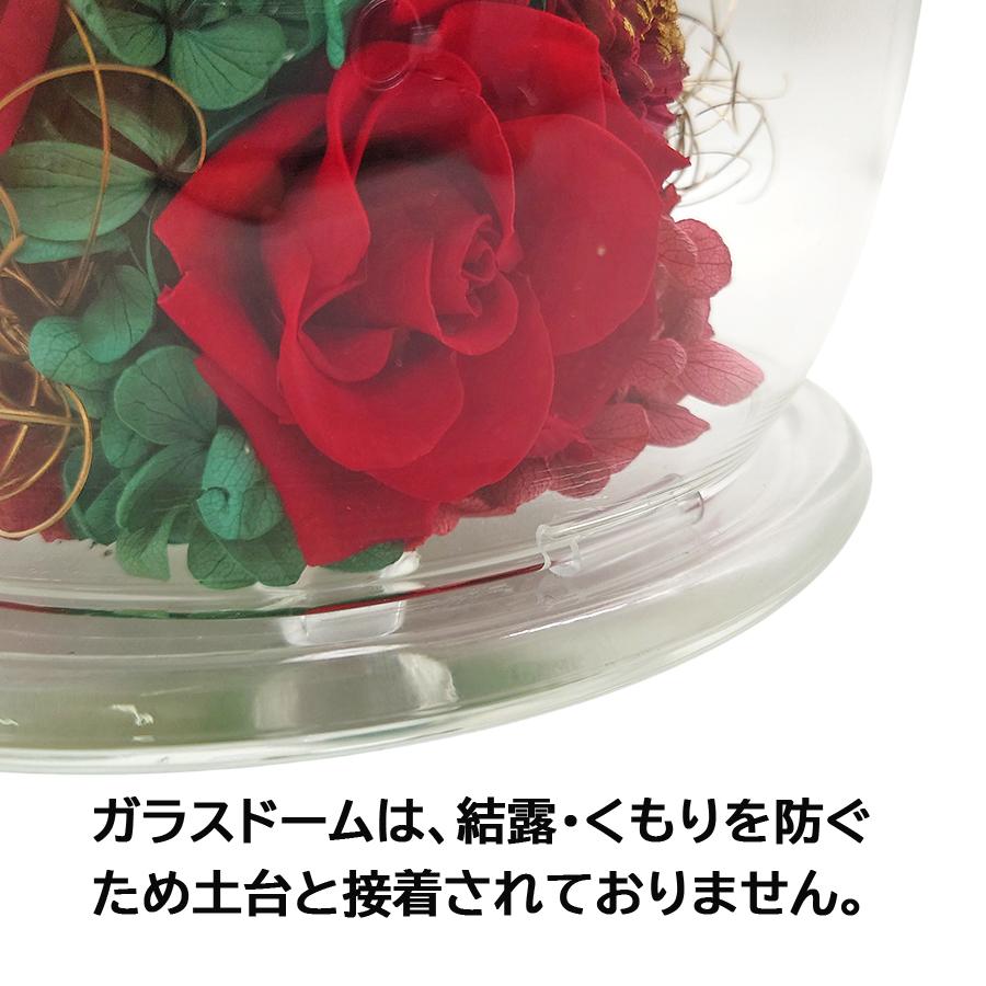 プリザーブドフラワー プレゼント ガラス ドーム レッド 赤 バラ