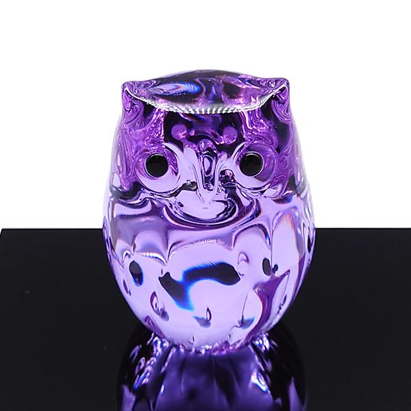 津軽びいどろ 子 ふくろう 紫苑 紫 古希 喜寿 縁起物 招福 ガラス