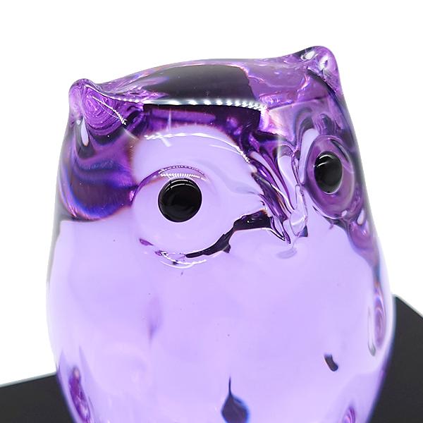 津軽びいどろ 子 ふくろう 紫苑 紫 古希 喜寿 縁起物 招福 ガラス