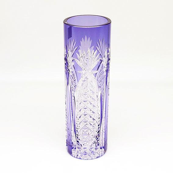 KAGAMI カガミ 江戸切子 一輪挿 紫 木箱入 クリスタル 古稀 古希 喜寿