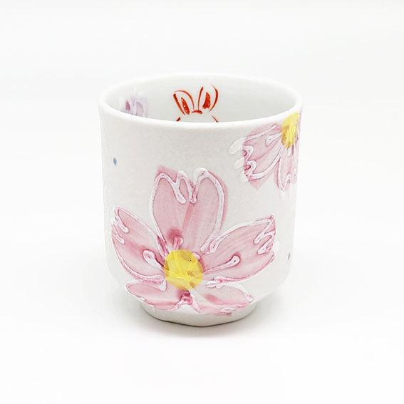 夕立窯 七色うさぎ 湯呑み ピンク 茶碗 湯飲み 花柄 陶器 和食器