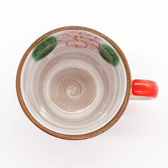 美濃焼 花花 朱 マグカップ 花柄 朱色 赤 陶器 和食器 焼き物 日本製