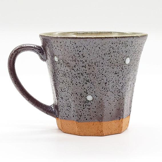 美濃焼 白点紋 マグカップ ドット柄 黒 シンプル 陶器 和食器 焼き物