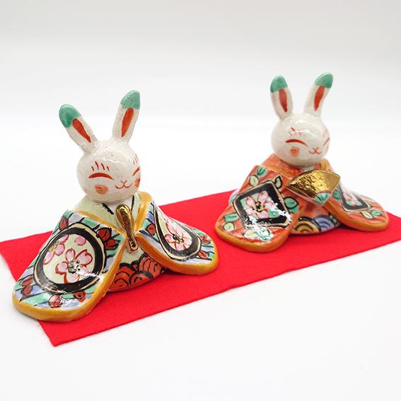 夕立窯 一品物 ひな人形 さくら衣 雛人形 うさぎ 卓上 陶器 コンパクト