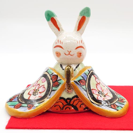 夕立窯 一品物 ひな人形 さくら衣 雛人形 うさぎ 卓上 陶器 コンパクト