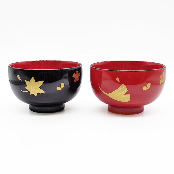 会津塗 夫婦 汁椀 木製 漆 春秋 おしゃれ 木箱入り 漆器 ペア