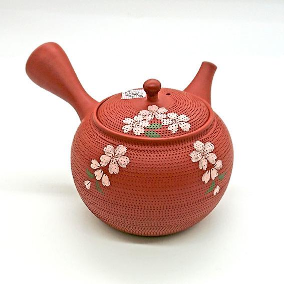 常滑焼 玉光窯 セラメッシュ 急須 朱泥 しだれ桜 320cc 陶器 和食器
