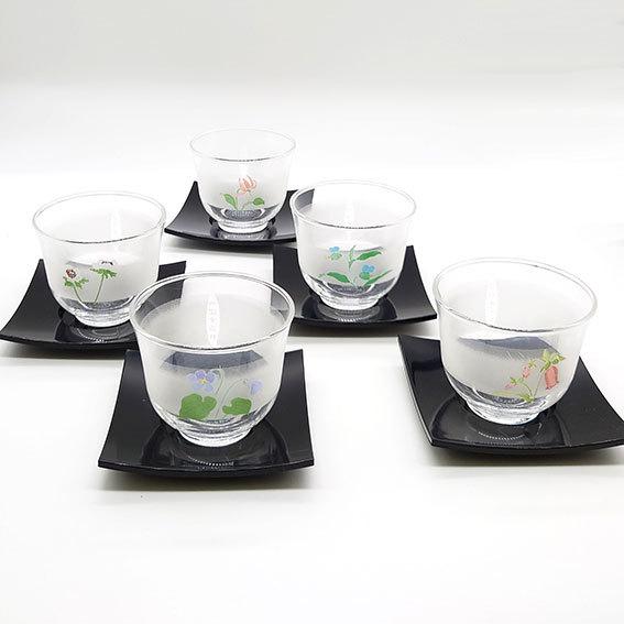 東洋佐々木ガラス 江戸友禅 冷茶グラス 5客セット 茶托付き ガラス 
