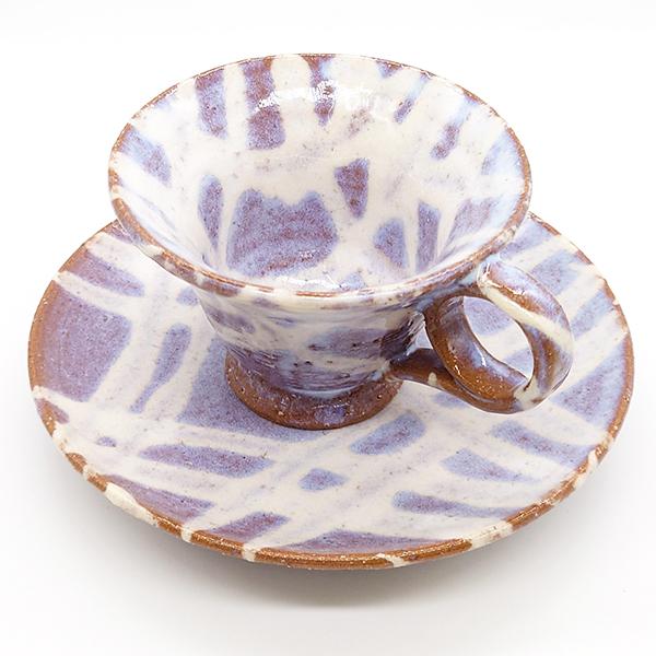 萩焼 コーヒーカップ ペア 彩紫 木箱入 おしゃれ 古稀 古希 喜寿 紫