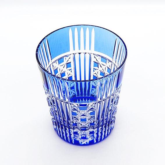 KAGAMI カガミクリスタル 江戸切子 ロックグラス 五本溝に四角籠目紋