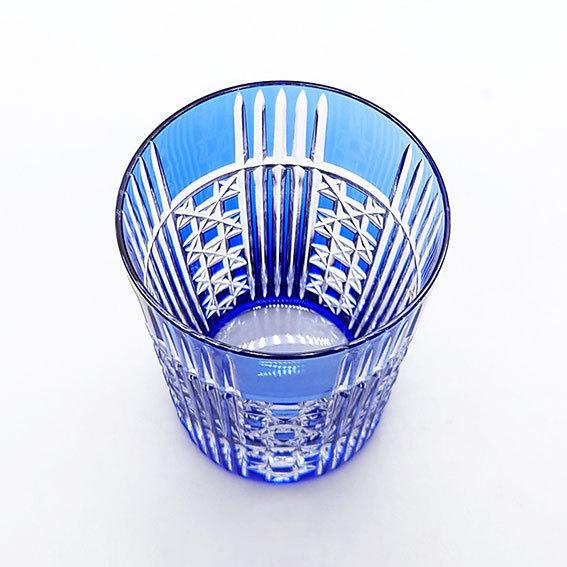 KAGAMI カガミクリスタル 江戸切子 ロックグラス 五本溝に四角籠目紋