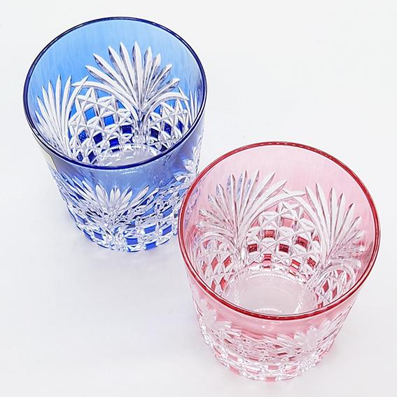 KAGAMI カガミクリスタル 江戸切子 ペア ロックグラス 笹っ葉に四角籠