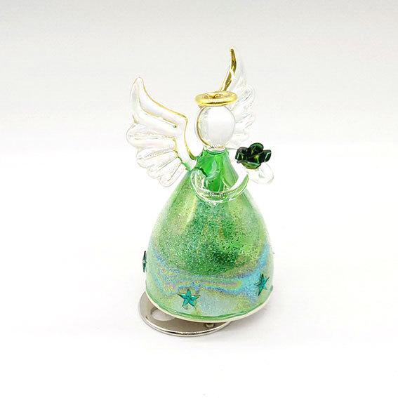 ニデックインスツルメンツ ガラス天使 オルゴール 星柄 グリーン 緑