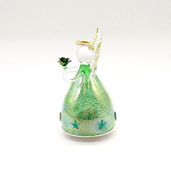 ニデックインスツルメンツ ガラス天使 オルゴール 星柄 グリーン 緑