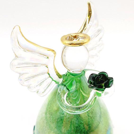 ニデックインスツルメンツ ガラス天使 オルゴール 星柄 グリーン 緑