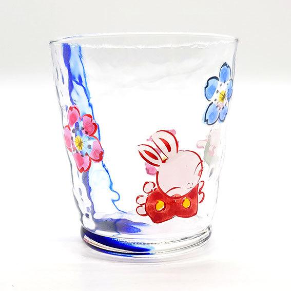 夕立窯 華恋桜 うさぎ グラス 1客 桜 コップ フリーカップ ガラス