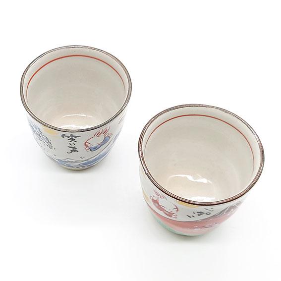 夕立窯 江戸の旅 湯呑み ペア 夫婦茶碗 湯飲み 組湯呑 うさぎ 富士山
